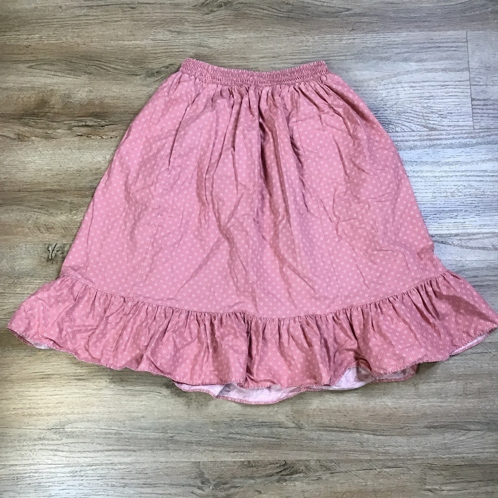 Vtg Skirt Girls Size 12 Medium Pull On Ruffle Cottage Floral Print Dusty Pink - Picture 4 of 9
